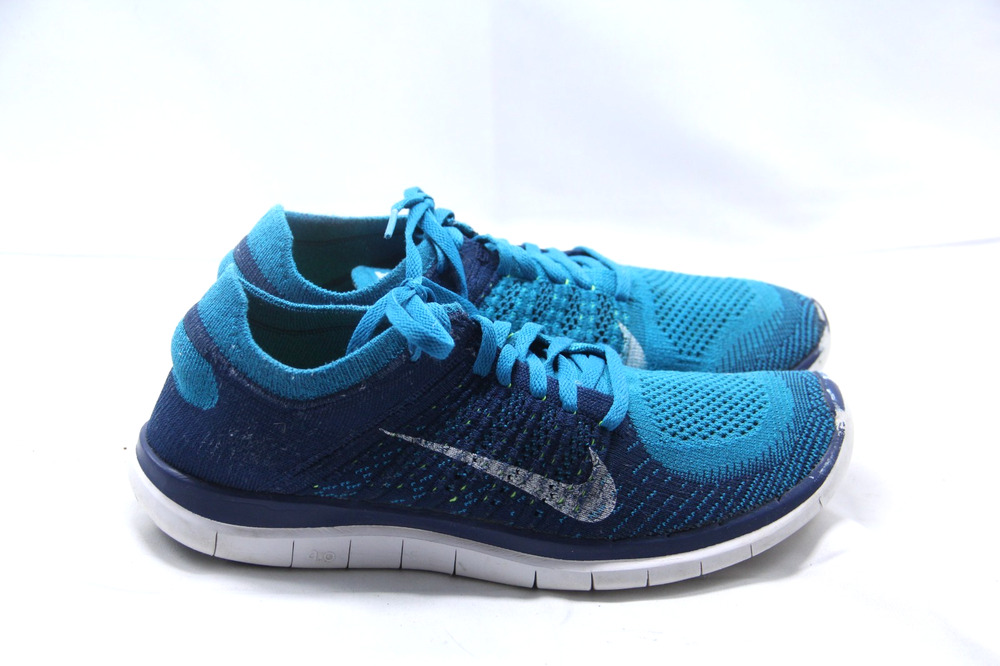 Nike Free Flyknit 4.0 Running Shoes Womens Size 9.5 Turquoise Blue 631053-401